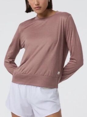 Vuori Daydream Crew Long Sleeve Top in Blush Pink Size S